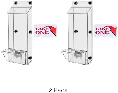 Marketing Holders 2 Pack Brochure Box with Lid Metal Mount Clear Acrylic Outdoor Trifold Caddy Holds 4" x 9" Rack Cards and 3.5" x 2" Business Cards with Take One Sticker Hangs On Smooth Surfaces - Image 2