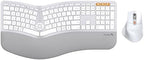 ProtoArc EKM01 Plus Wireless Ergonomic Keyboard Mouse Combo - White Silver by ProtoArc