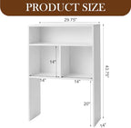 GlikCeil Desk Hutch Dorm White Extra Deep Tall Dorm Desk Bookshelf Organizer with 2 Shelves and 3 Tier Desktop Hutch Storage Organizer 29.75" W x 14" D x 43.75" H for College Home Office Supply - Image 3