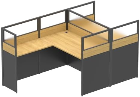 Nykto Office Cubicle Desk with Mute Privacy Panels (A2 Person-F, Walnut) by Nykto