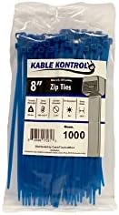 Kable Kontrol Cable Zip Ties, 8 Inch, 1000 Pcs, 50lbs Test, Blue by KABLEKONTROL%C2%AE