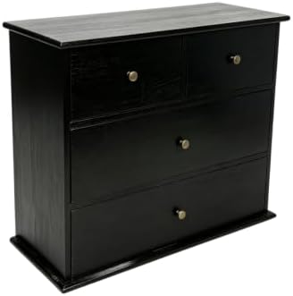 Wooden Drawers Oak Desk Organizer with Drawers，Black by PACKGILO