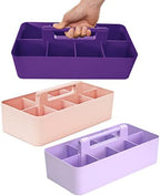 -Large Portable Caddy, DIY Dividers, 8 Compartments, School Office Supplies Home Business Portable Basket with Handle Storage Made in USA (3 PACK, Royal Purple/Lavender/Pink) by EnjoyOrganizer