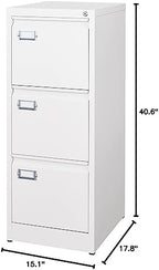 BYNSOE 3 Drawer File Cabinet with Lock Metal Vertical File Storage Cabinet Office Home Steel Vertical File Cabinet for A4 Legal/Letter Size Narrow File Cabinet Locked,Assembly Required - Image 3