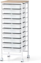 Giantex Rolling Storage Cart with 10 Drawers, Utility Cart w/Wooden Tabletop, Lockable Wheels, Multipurpose Organizer for Art Craft Books Paper, Drawer Carts for Dorm Classroom Office, White by Giantex
