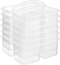 ALINK Plastic Classroom Caddy Organizer with Handle, 6-Pack 3 Compartments Portable Plastic Storage Caddy for Classroom Organization, Table, Desk, Office, Craft Art, Teacher Supply - Clear by ALINK