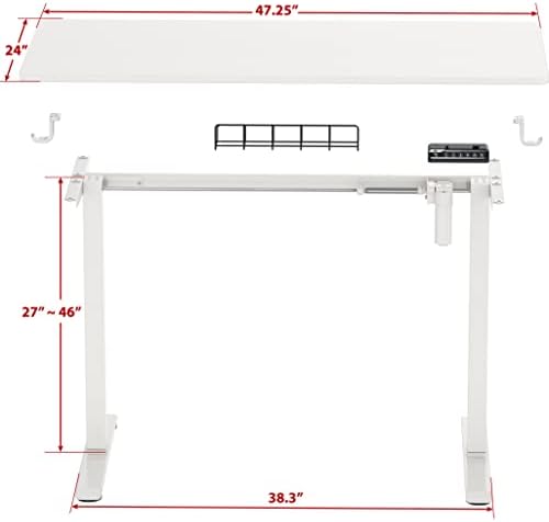 SHW 48-Inch Electric Height Adjustable Sit to Stand Desk, White - Image 6