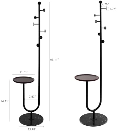 JIAYUEJU Coat Rack Freestanding with Table for Entryway (Black) - Image 2