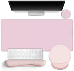 LIMKRIAN Pink Desk Mat Set, Mouse Pad with Wrist Rest & Keyboard Support by LIMKRIAN