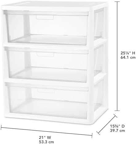 2Pack,3-Drawer Storage Tower, Wide Plastic Organizer with Removable Bins - Image 3
