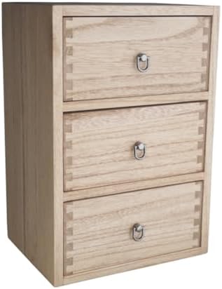 DDYURI Desktop Drawer Organizer Drawers Wooden Box Caddy Office Supplies Storage on Dresser Table 3-Tier Color-Light Brown by DDYURI