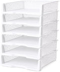 6 Pcs White Turn in Trays Classroom, Stackable Paper Bins for Classroom, 13x9x2.8 inch Plastic Baskets Desktop Organization System Office (White) by Unknown