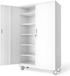 VINGLI Large Metal Storage Cabinet with 2 Doors and 5 Adjustable Shelves, Upgraded Height & Wide & Deep, 40''W x 20''D x 72''H, Oversized Garage Storage Cabinet with Wheels and Locks (White) by VINGLI