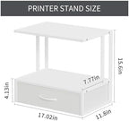 Printer Stand with Storage for Desk, with Fabric Drawer Desktop Printer Stand Shelf Organzier for Home Office, for Above and Under Desk Printer Table, Fax Machine Copier Scanner, White - Image 4