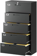Fesbos Lateral File Cabinet with 5 Drawers - Metal Steel Filling Cabinets for Home Office - Lockable Storage Cabinet for Hanging Files Letter/Legal/F4/A4 Size-Assembly Required by Fesbos