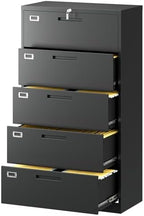 Fesbos Lateral File Cabinet with 5 Drawers - Metal Steel Filling Cabinets for Home Office - Lockable Storage Cabinet for Hanging Files Letter/Legal/F4/A4 Size-Assembly Required by Fesbos