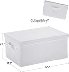 HOONEX Storage Bins with Lids for Organizing, Pack of 2, Storage Boxes with 2 Carrying Handles and Sturdy Heavy Cardboard, 16.5" L x 11.8" W x 7.5" H for Shoes, Books, Clothes, Nursery, White - Image 7