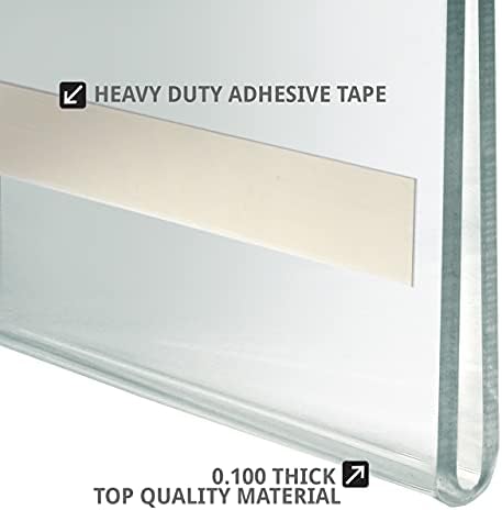 Azar Displays 122012 Self Adhesive Tape Clear Acrylic Wall Sign Holder Frame 11.5" W x 2.5" H - Landscape, 10-Pack - Image 4