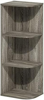 Furinno PASIR Book Shelf, 3-Tier Corner Bookshelf with Open Shelf, Standing Bookcase, 9.3 x 12 x 31.5 for Organization and Storage, for Living Room, Bedroom, Home Office, French Oak by Furinno-FitsYourSpaceFitsYourBudget