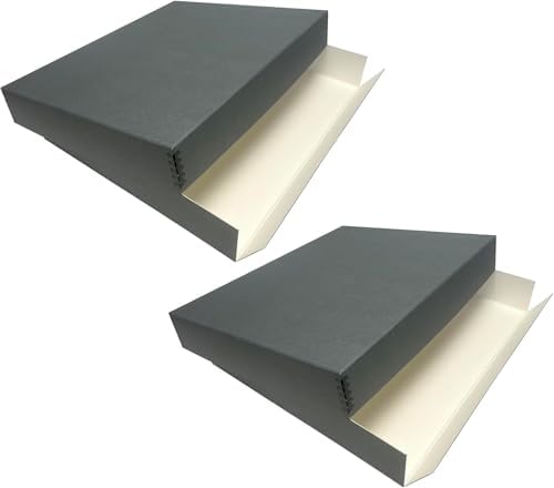 Lineco Drop Front Archival Storage Box, 16.75x20.75x3 in, Gray, 2 Pack by Lineco