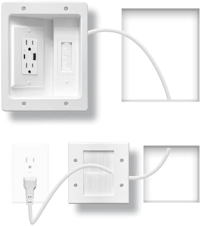 in Wall Cable Management Kit with Brush Wall Plate TV Cable Hider Wall Kit-UL Listed, 9.8FT Cord, Recessed AC Outlets Box with USB+USBC Port for Wall-Mounted TV and Home Theater by Unknown