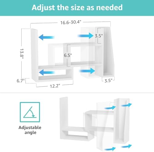 Desktop File Organizer Desk Organizer Shelf - White Office Organization Shelves for Top of Desk Organizers and Accessories Corner Bookshelf Table Top Shelving Small Hutch Decorations for Women Office - Image 2