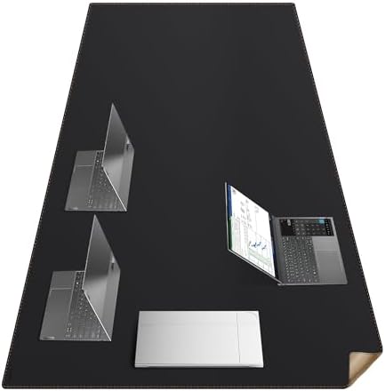 MAIDERN Cork & Leather Desk Mat XXXXL, 70.8” x 40” Desk Pad (Black) by Maidern