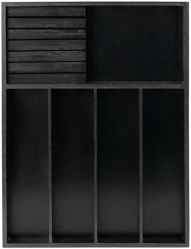 VaeFae Bamboo Silverware Drawer Organizer, 5 Slots, Black by VaeFaeDirect