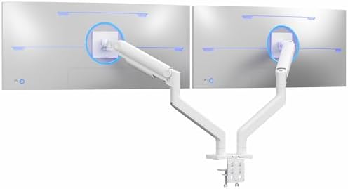 VIVO Heavy Duty Dual Ultra-Wide Monitor Tension Arm, Up to 45 inch Screens, Holds 44 lbs per Arm, Premium Desk Mount Monitor Stand for 2 Ultrawides, White, STAND-V200VW by VIVO