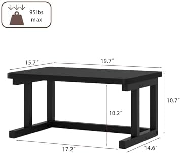 Desktop Printer Stand, 19.7″x 15.7″ 2-Tier Large Printer Shelf fit 3D Laser Printer/Scanner/Fax Machine, Industrial Storage Rack for Home Office Storage, Black P5040-B - Image 4