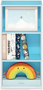 Furinno LUDER 3-Tier Book Shelf, Open Shelves Bookshelf, Light Blue/White - Image 5