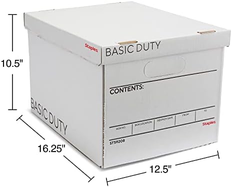 Staples Corrugated File Box, Lift-Off Lid, Letter/Legal, White/Black, 10/Pk - Image 6