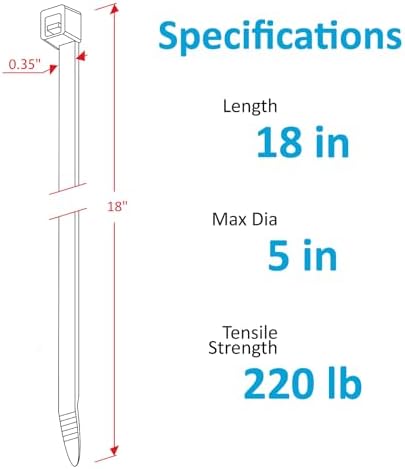 Large Zip Ties 18 inch (250 Pack), Long Zip Ties Heavy Duty with 220 lb Tensile Strength, Big Cable Ties, Black, by ANOSON - Image 2