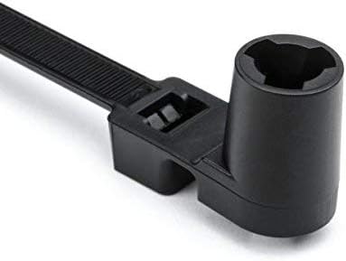 HellermannTyton T120RSM0HIRK2 Stud Mount Tie for 1/4", 120lb Tensile, 16.0" Long, PA66HIRHSUV, Black, 50/pkg (One Pack) by Hellermann+Tyton