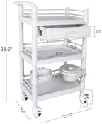 Mobile Medical Trolley Cart 3-Tier 220Lbs Utility Carts for Ultrasound - Image 2