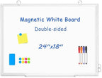 Double-Sided White Board Dry Erase Magnetic Whiteboard Wall 24x18, White by WALGLASS