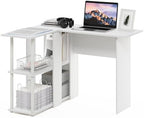Furinno Abbott L-Shape Desk with Bookshelf, 41.14 (W) x 28.94 (H) x 34.45 (D) inches, White/White by Furinno-FitsYourSpaceFitsYourBudget
