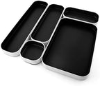 Three by Three Seattle Metal Drawer Organizer Tray Set, 5-Pc, 1" (Black) by ThreebyThreeSeattle