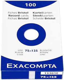 Exacompta - Ref 13301E - Box of 10 boxes of 100 plain unperforated index cards - format 75 x 125 mm - suitable for inkjet, laser and photocopiers - white - Image 2