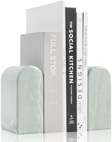 Luxury Marble Bookends for Shelves, 13LB Heavy Duty Marble Book Ends by Faticdorr