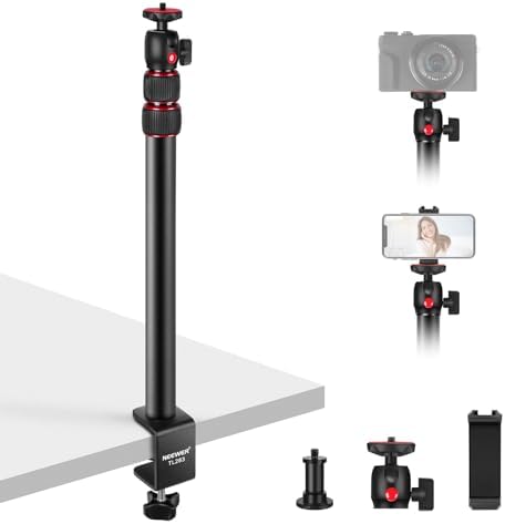 NEEWER Camera Desk Mount with Holder & 360° Ball Head, 17"-40"/43-102cm Telescopic C Clamp Table Light Stand 1/4" Screw, Desktop Stand 6.6lb/3kg Max Load for DSLR Camera, Webcam, Ring Light,TL283 by Neewer