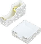 Buqoo 2 PCS Bling Crystal Handmade Diamond Sticky Note Holder and Tape Dispenser Office Supplies Dazzling Rhinestone Bling Desk Accessories for Women Office (Silver) by Buqoo