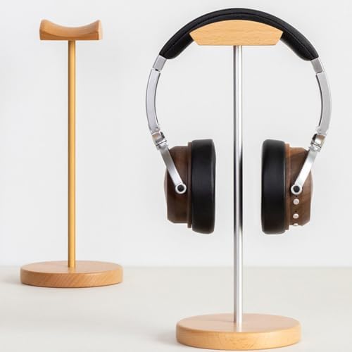 Headphone Stand/Desktop Headset Holder–Crafted from Solid Wood and Aluminum Alloy,supports up to 10kg,suitable for Recording Studios and Various Desktop Setups(Gold) - Image 6