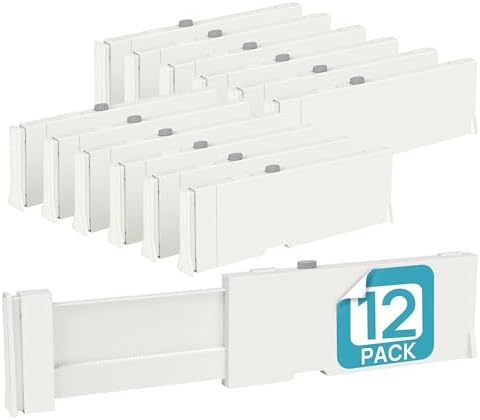 Vtopmart 4" High Drawer Dividers for Clothes, 11.3"-17" Expandable, 12 Pack by Vtopmart