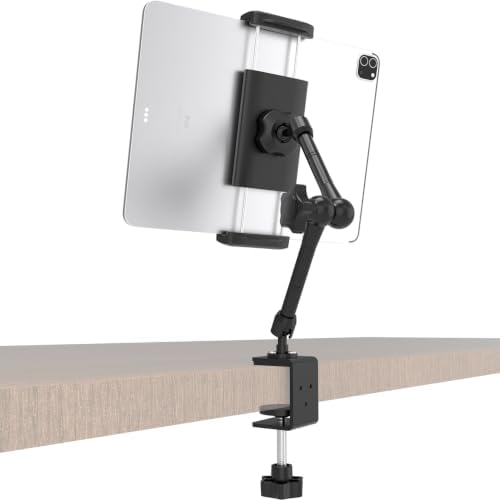 Metal Tablet Holder for Overbed Table, Space Saving Desk iPad Mount by LYFICCS
