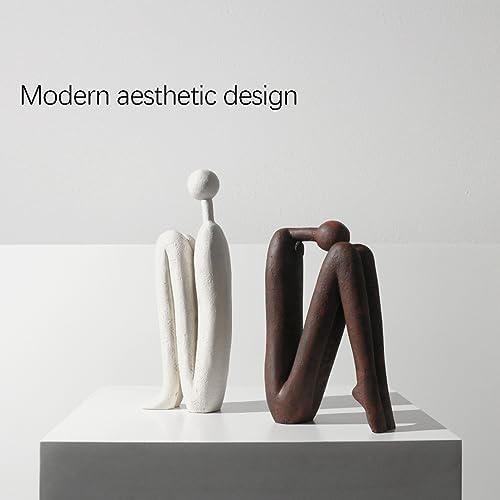 BANOMII Decorative Bookends for Heavy Books, Thinker Statue Book Holders for Shelves & Office Desk, Abstract Decor Aesthetic Book Ends Stoppers, Modern Bookshelf Decoration - Image 3