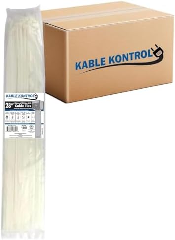 Kable Kontrol Cable Zip Ties, 28 Inch 1000 Pcs HD 175lbs Test Natural White by KABLEKONTROL%C2%AE