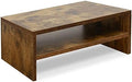 TEAMIX 20 inch Monitor Riser Stand - 2 Tiers, Wood Rustic Desktop Bookshelf by TEAMIX