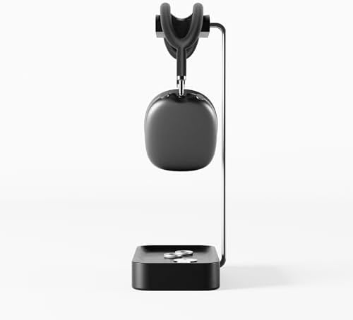 Raico Headphone Stand with Catchall Tray Base Premium Showpiece Headset Holder with Storage Solid Wood (Black Wood) by RAICO