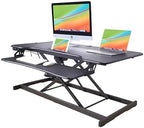 Rocelco 46" Electric Standing Desk Converter with AC Outlet USB Charger - Motorized Height Adjustable Sit Stand Up Triple Monitor Riser - Tabletop Workstation Large Keyboard Tray - Black (R EDRB-46) by Rocelco